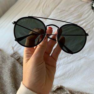 AUTHENTIC RAY BANS! black round double bridge